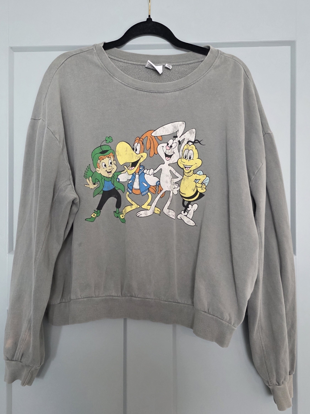 Vintage 90s General Mills Cereal Mascots Grey Sweatshirt Retro Crewneck Large